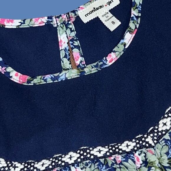 Girls Monteau Summer Multi Color Floral Sleeveless Tunic Top Size 8 - Picture 2 of 4